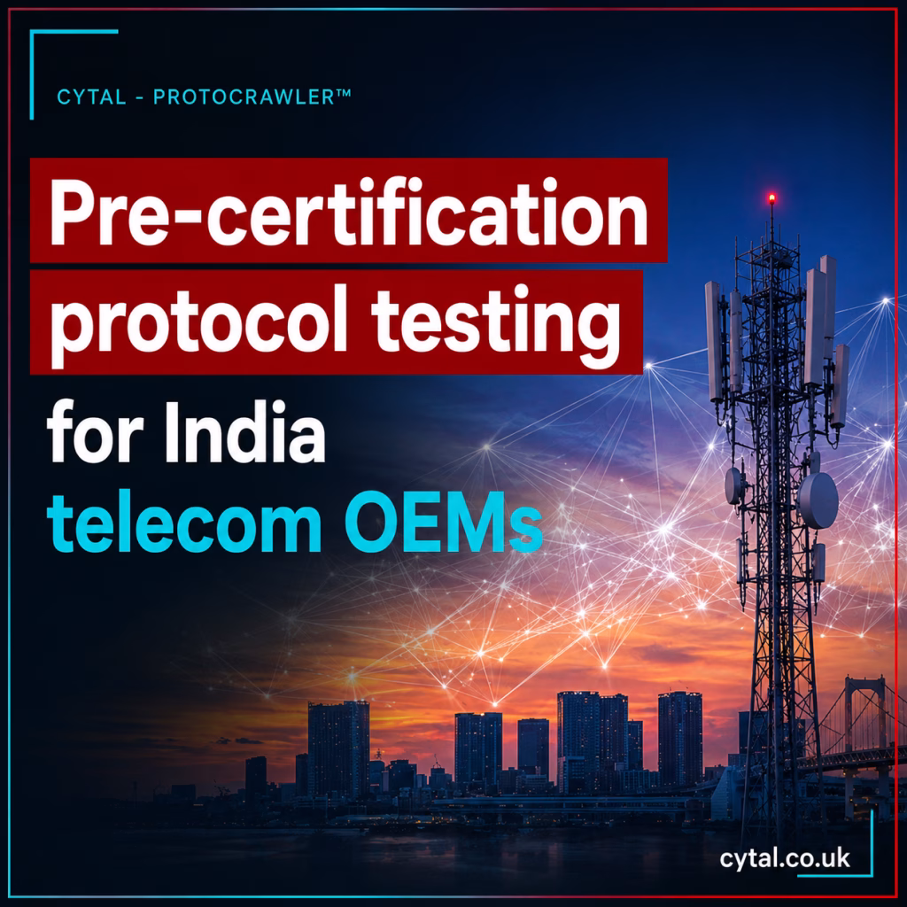 Pre-certification protocol testing for India telecom OEMs